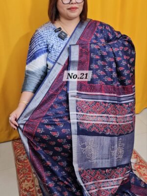 23RD APRIL LIVE - HANDBLOCK LINEN COTTON SAREE (NO.21)