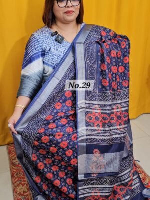 23RD APRIL LIVE - HANDBLOCK LINEN COTTON SAREE (NO.29)