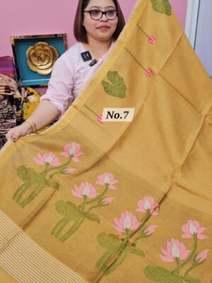 24TH APRIL LIVE - PURE HANDLOOM LINEN SAREE (NO.7)