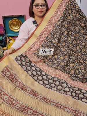 24TH APRIL LIVE - MAHESWARI TUSSAR BLOCKPRINT SAREE (NO.5)