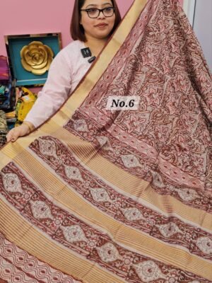 24TH APRIL LIVE - MAHESWARI TUSSAR BLOCKPRINT SAREE (NO.6)