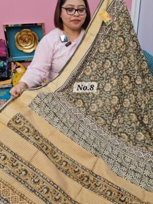 24TH APRIL LIVE - MAHESWARI TUSSAR BLOCKPRINT SAREE (NO.8)