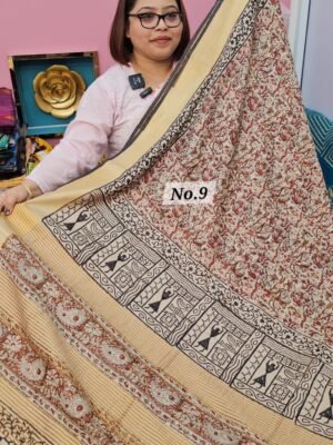 24TH APRIL LIVE - MAHESWARI TUSSAR BLOCKPRINT SAREE (NO.9)