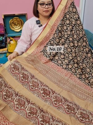 24TH APRIL LIVE - MAHESWARI TUSSAR BLOCKPRINT SAREE (NO.10)