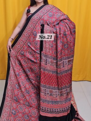 PURE AJRAKH MODAL SILK SAREE (NO.21)