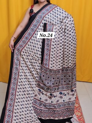 PURE AJRAKH MODAL SILK SAREE (NO.24)