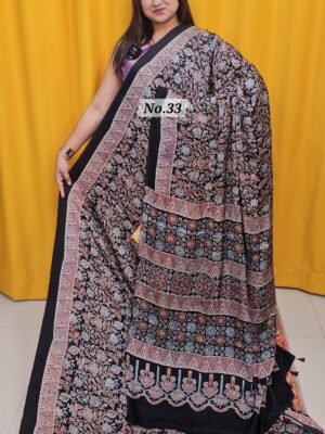 PURE AJRAKH MODAL SILK SAREE (NO.33)