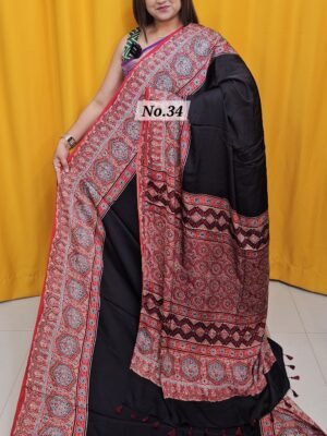 PURE AJRAKH MODAL SILK SAREE (NO.34)