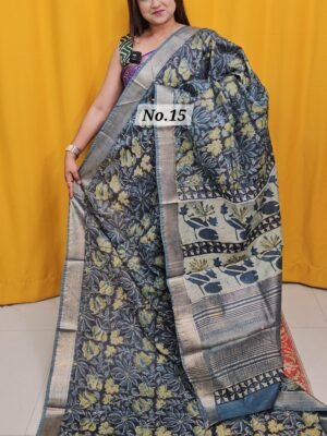 4TH MAY LIVE - MAHESHWARI TUSSAR BLOCK PRINT SAREE (NO.15)