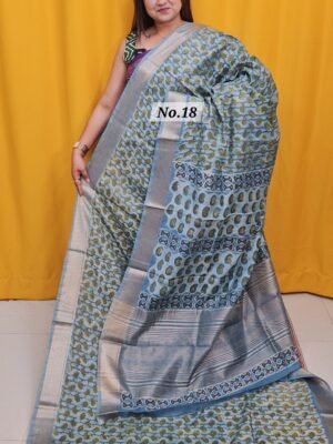 4TH MAY LIVE - MAHESHWARI TUSSAR BLOCK PRINT SAREE (NO.18)