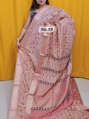 4TH MAY LIVE - MAHESHWARI TUSSAR BLOCK PRINT SAREE (NO.19)