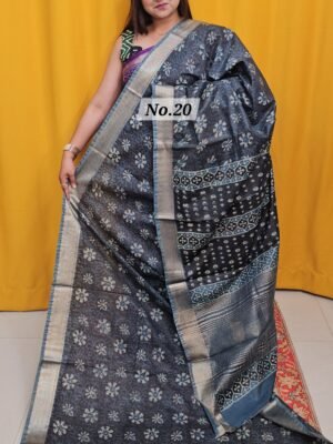 4TH MAY LIVE - MAHESHWARI TUSSAR BLOCK PRINT SAREE (NO.20)