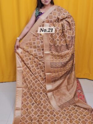 4TH MAY LIVE - MAHESHWARI TUSSAR BLOCK PRINT SAREE (NO.21)