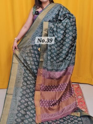 4TH MAY  LIVE - BAFTA TUSSAR HANDBLOCK SAREE (NO.39)