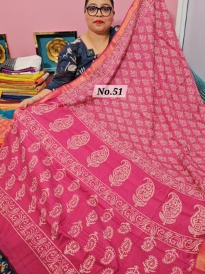 14TH MAY LIVE - HANDBLOCK MAHESWARI SAREE (NO.51)