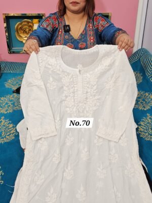 READY MADE CHIKANKARI MAL COTTON KURTI (SIZE-44) (NO.70)