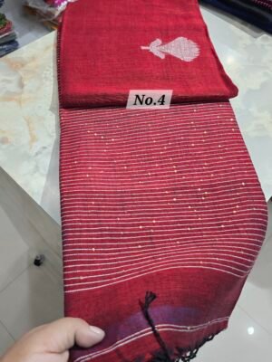 (LABANYA) PURE HANDLOOM LINEN SAREE (NO.4)