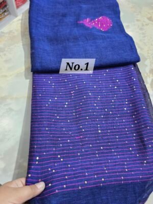 (LABANYA) PURE HANDLOOM LINEN SAREE (NO.1)