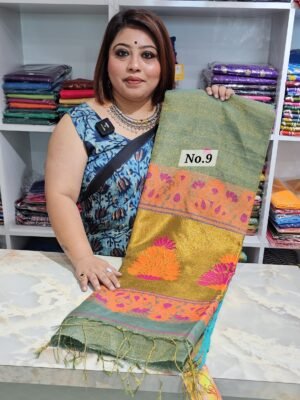 (CHARULATA) PURE HANDLOOM LINEN SAREE (NO.9)