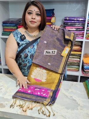 (CHARULATA) PURE HANDLOOM LINEN SAREE (NO.12)