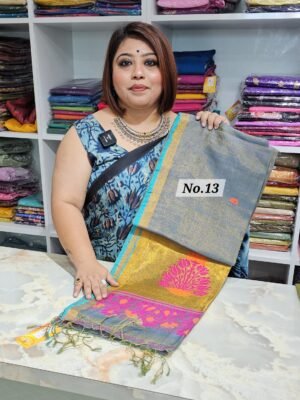 (CHARULATA) PURE HANDLOOM LINEN SAREE (NO.13)