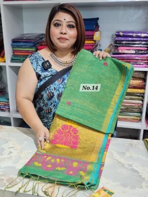 (CHARULATA) PURE HANDLOOM LINEN SAREE (NO.14)