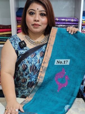 {MOHINI} PURE HANDLOOM LINEN SAREE (NO.17)