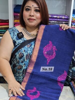 {MOHINI} PURE HANDLOOM LINEN SAREE (NO.18)