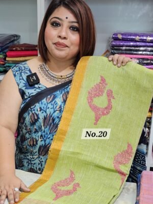 {MOHINI} PURE HANDLOOM LINEN SAREE (NO.20)