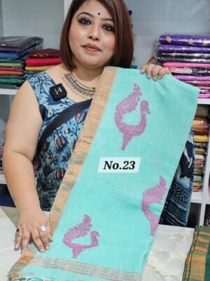 {MOHINI} PURE HANDLOOM LINEN SAREE (NO.23)