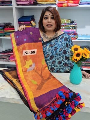 (APSARA) PURE HANDLOOM LINEN SAREE (NO.68)