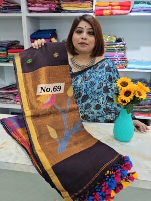 (APSARA) PURE HANDLOOM LINEN SAREE (NO.69)