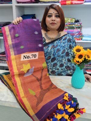 (APSARA) PURE HANDLOOM LINEN SAREE (NO.70)