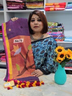(APSARA) PURE HANDLOOM LINEN SAREE (NO.71)