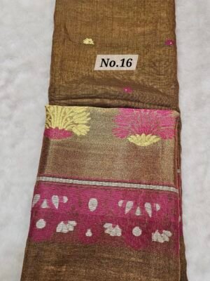 (CHARULATA) PURE HANDLOOM LINEN SAREE (NO.16)
