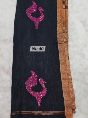 {MOHINI} PURE HANDLOOM LINEN SAREE (NO.40)