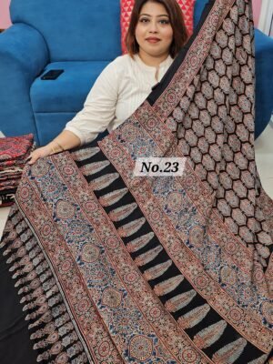 PURE AJRAKH MODAL SILK SAREE (NO.23)
