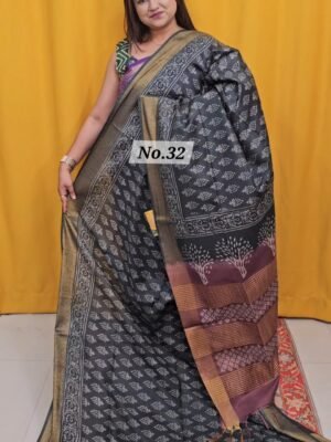 4TH MAY LIVE - BAFTA TUSSAR HANDBLOCK SAREE (NO.32)