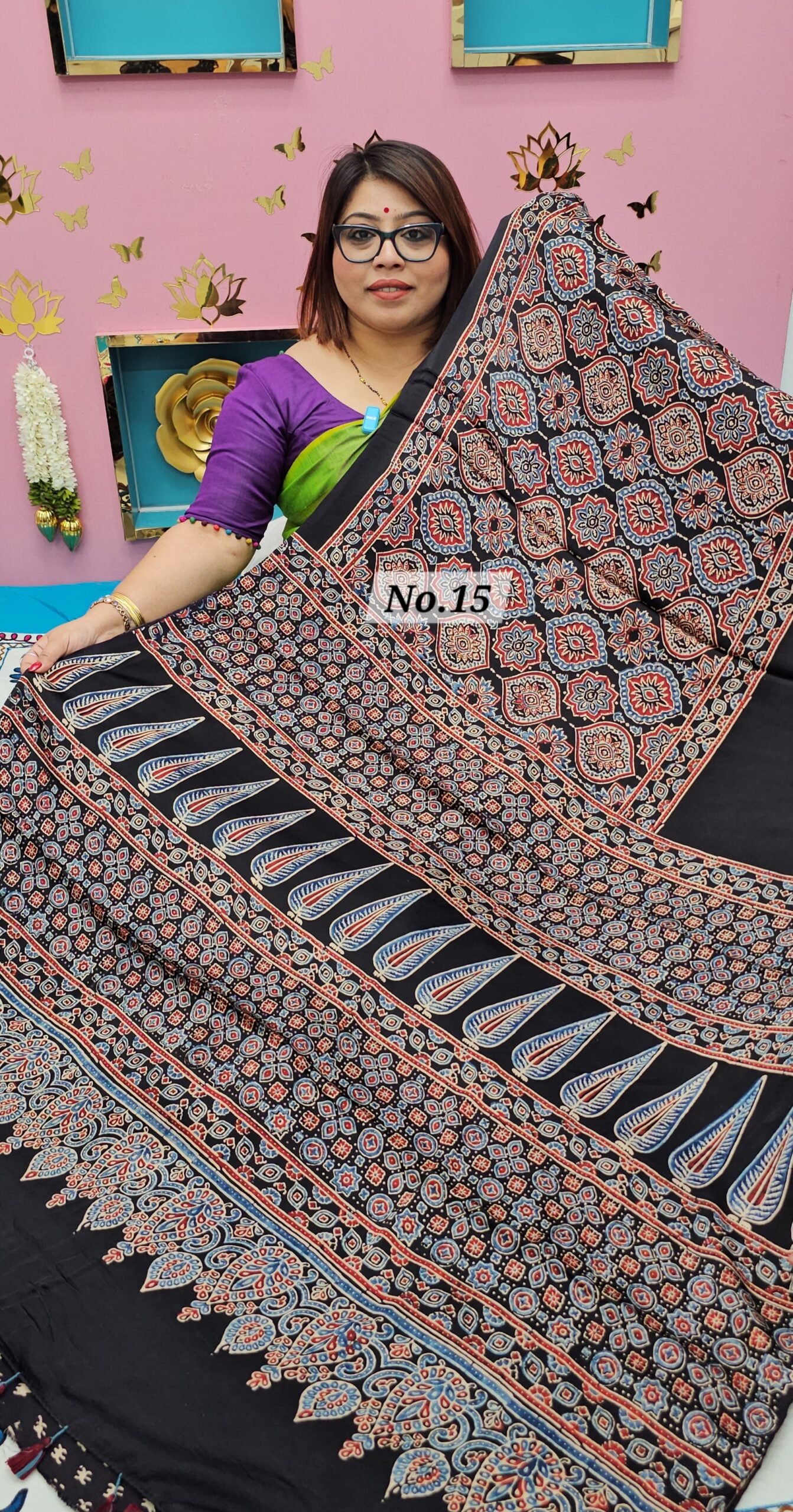 SALE 29TH JULY - PURE AJRAKH MODAL SILK SAREE (NO.15)