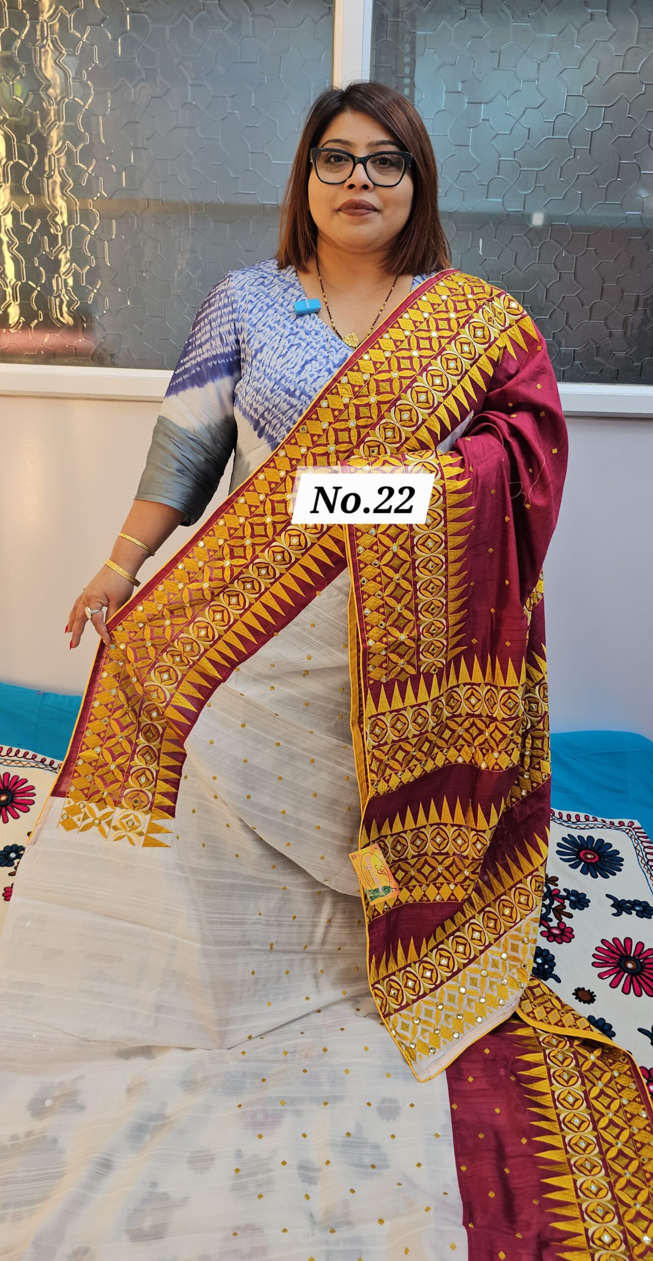 SALE 31ST JULY - RAW SILK TUSSAR KATHIAWAR SAREE (NO.22)
