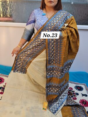 SALE 31ST JULY - RAW SILK TUSSAR KATHIAWAR SAREE (NO.23)