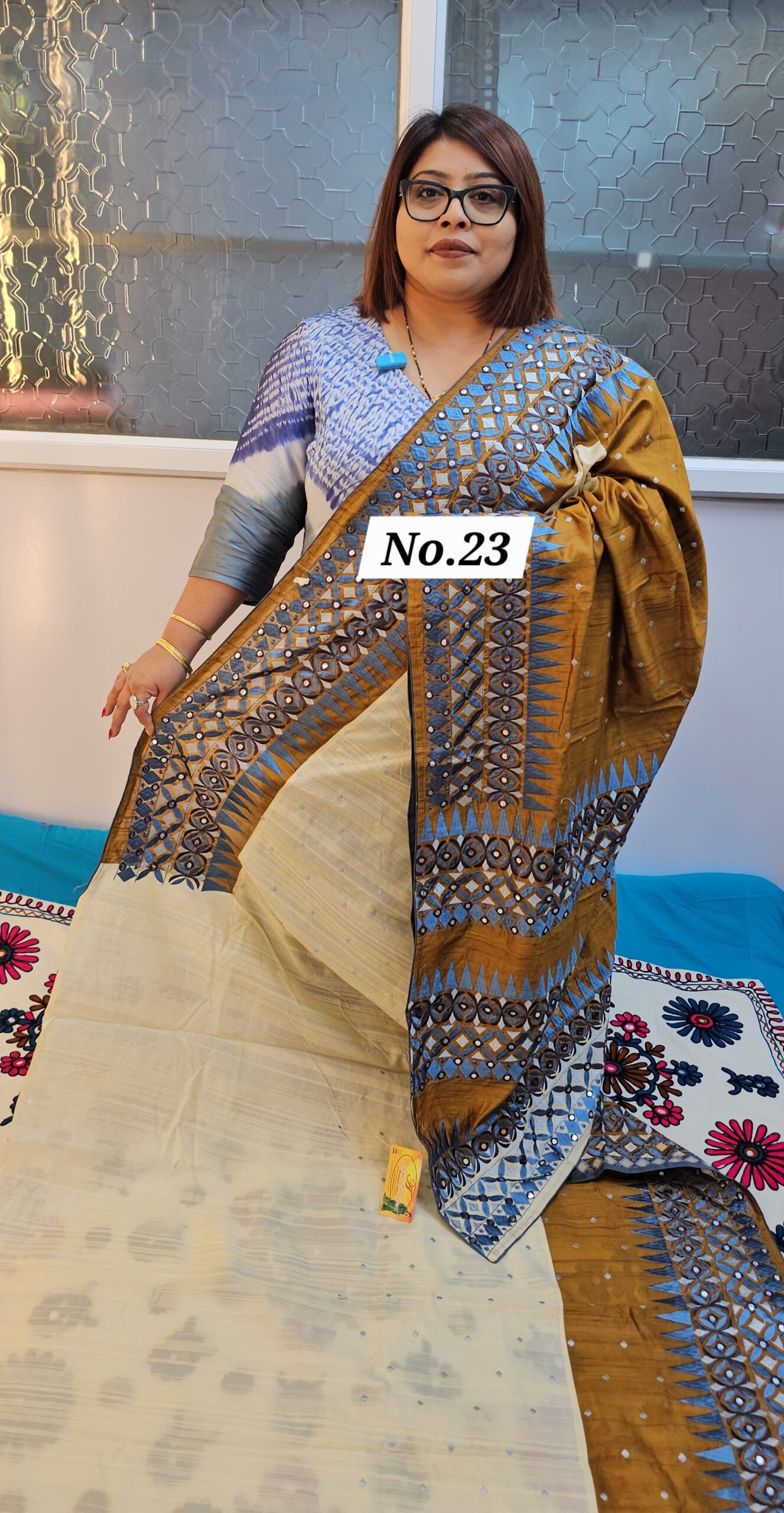 SALE 31ST JULY - RAW SILK TUSSAR KATHIAWAR SAREE (NO.23)