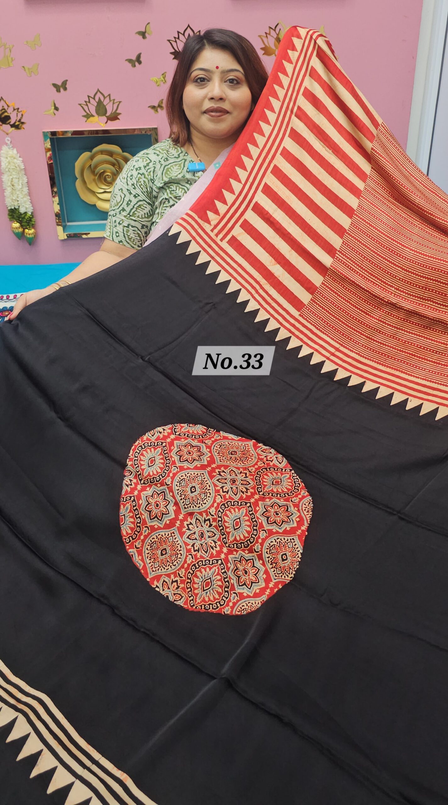 SALE 25TH JULY - PURE AJRAKH MODAL SILK SAREE (NO.33)