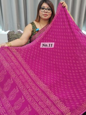SALE 23RD JULY - PURE CHIFFON HANDBLOCK SAREE (NO.11)