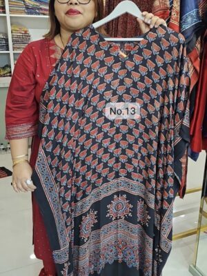 SALE 21ST JULY - READY MADE PURE MODAL AJRAKH KAFTAN/DRESS (SIZE 32 TO 58 CHEST) (NO.13)