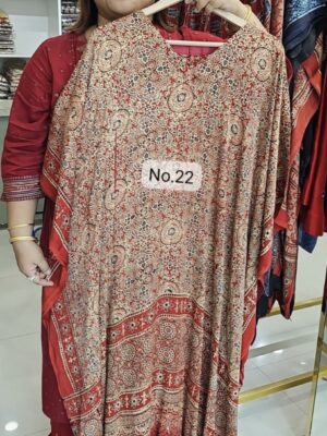 SALE 21ST JULY - READY MADE PURE MODAL AJRAKH KAFTAN/DRESS (SIZE 32 TO 58 CHEST) (NO.22)