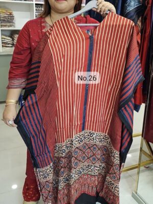 SALE 21ST JULY - READY MADE PURE MODAL AJRAKH KAFTAN/DRESS (SIZE 32 TO 58 CHEST) (NO.26)