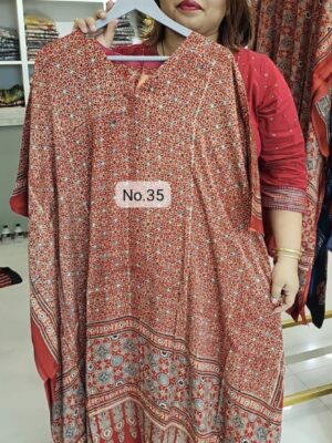 SALE 21ST JULY - READY MADE PURE MODAL AJRAKH KAFTAN/DRESS (SIZE 32 TO 58 CHEST) (NO.35)
