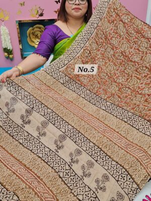 SALE 17TH AUG – PURE CHIFFON HANDBLOCK SAREE (NO.5)