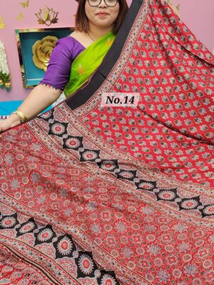 SALE 17TH AUG – PURE AJRAKH MODAL SILK SAREE (NO.14)